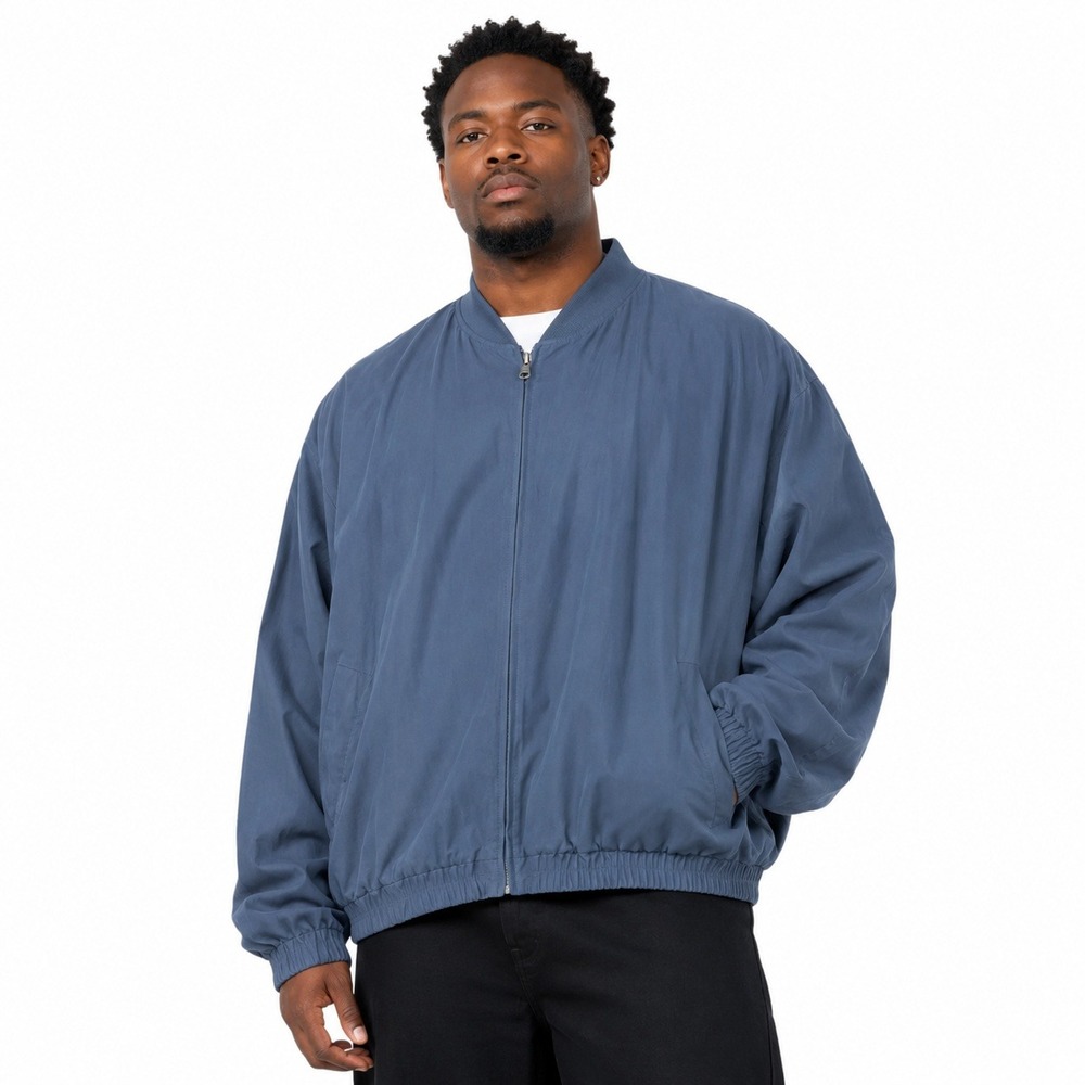 London Fog Bomber Jacket Solid Blue Classic Full Zip Lightweight Size XXL